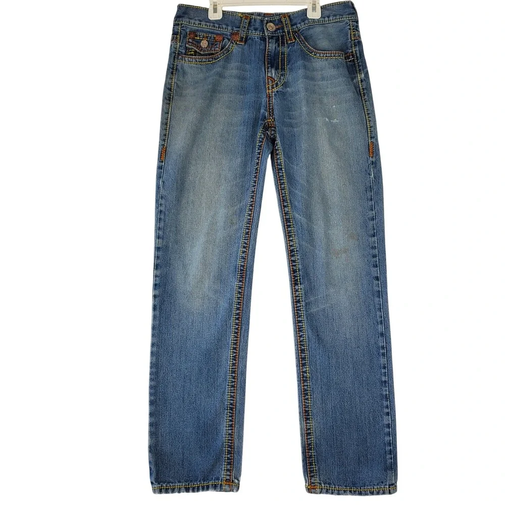 True Religion Billy Super T Mens Straight Leg Jeans Blue Made in USA Size 32